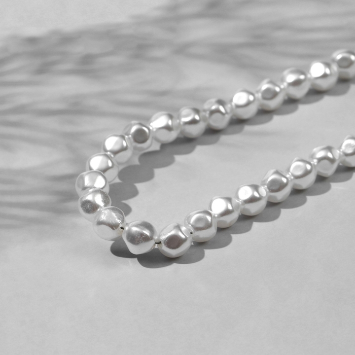 Бусины пластиковые на нити &laquo;Жемчуг&raquo; 8 мм, (набор 140 шт.), цвет белый