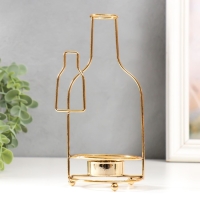 Подсвечник металл на 1 свечу "Две бутылочки" d-4 см золото 8х8,5х19 см Подсвечник металл на 1 свечу "Две бутылочки" d-4 см золото 8х8,5х19 см