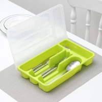 Лоток для столовых приборов с крышкой Доляна, 30&times;18&times;4,5 см, цвет МИКС