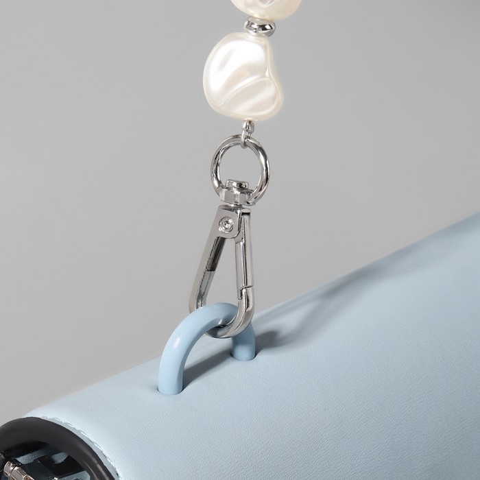 Ручка для сумки, перламутровые бусы, 26 см, цвет белый/серебряный