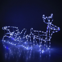 Светодиодная фигура &laquo;Олень с санями&raquo;, олень: 48 &times; 48 &times; 22 см, сани: 45 &times; 23 &times; 23 см, дюралайт, 216 LED, 220 В, мерцание, свечение белое/синее