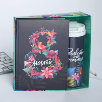 Подарочный набор «8 марта из цветов»: ежедневник и термостакан Подарочный набор «8 марта из цветов»: ежедневник и термостакан