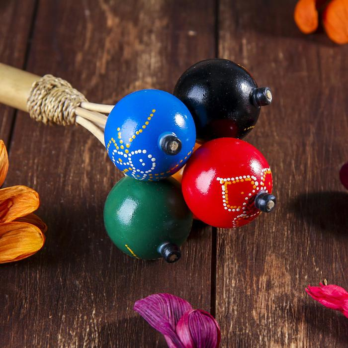 Сувенирный музыкальный инструмент Сувенирный музыкальный инструмент "Маракас с 5 шариками" 10х27х10 см