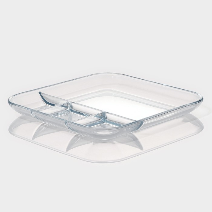 Менажница из жаропрочного стекла для запекания Доляна, 4 секции