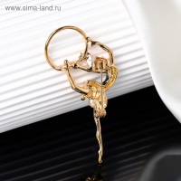 Брошь &laquo;Гимнастка&raquo; с хула-хупом, цвет чёрно-белый в золоте