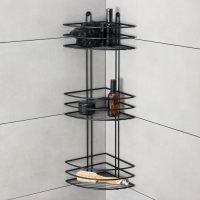 Полка для ванной угловая 3-х ярусная, 20&times;20&times;66 см, цвет чёрный