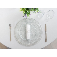 Салфетки сервировочные на стол Доляна &laquo;Веер&raquo;, d=38 см, 4 шт, цвет серебряный