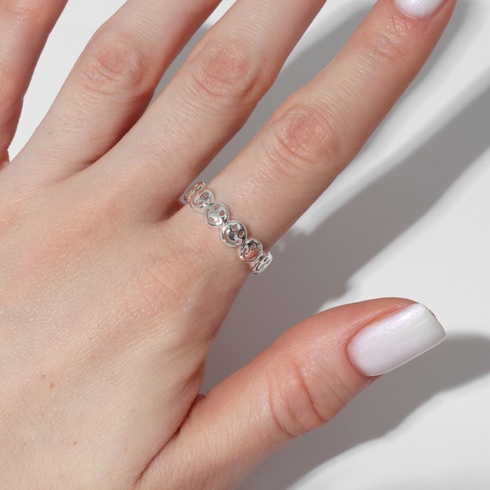 Кольцо «Тренд» смайлики, цвет серебро, безразмерное Кольцо «Тренд» смайлики, цвет серебро, безразмерное