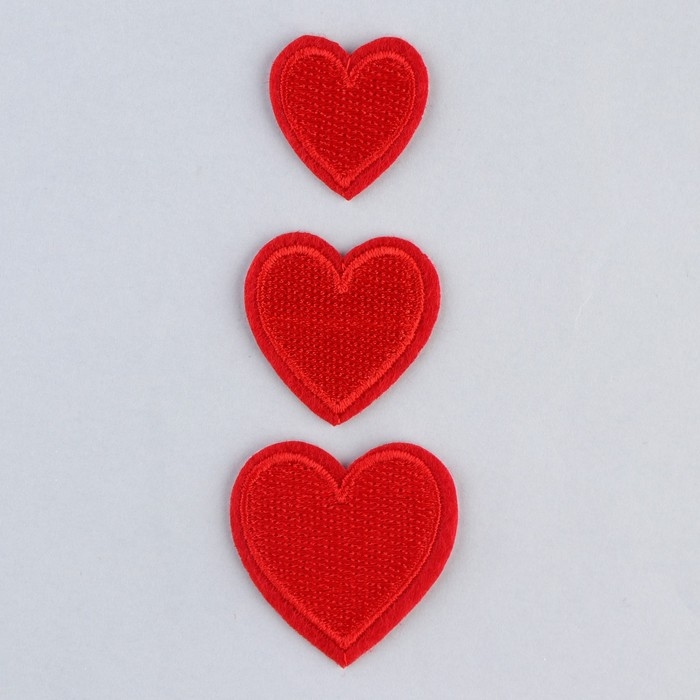 Термонаклейки на одежду &laquo;Сердца&raquo;, 3 шт.
