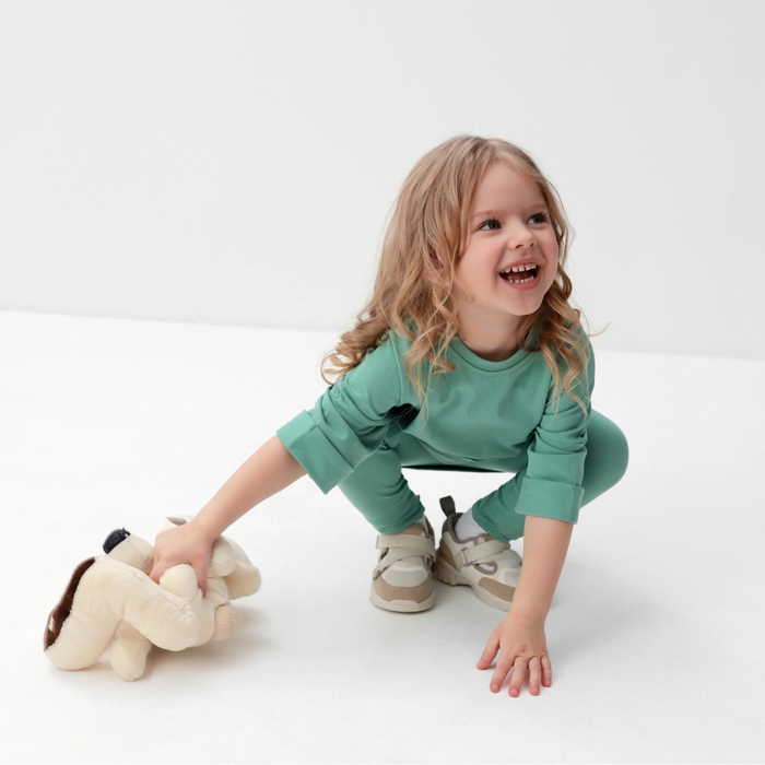 Костюм для девочки (футболка, лосины) MINAKU цвет оливковый, рост 134 см