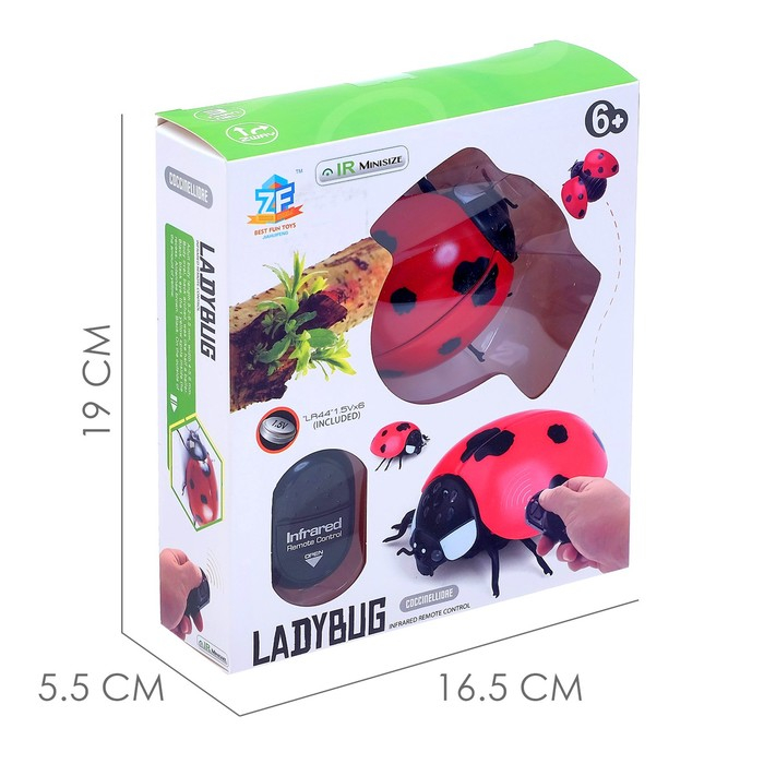 Животное радиоуправляемое &laquo;Божья коровка&raquo;, работает от батареек, световые эффекты