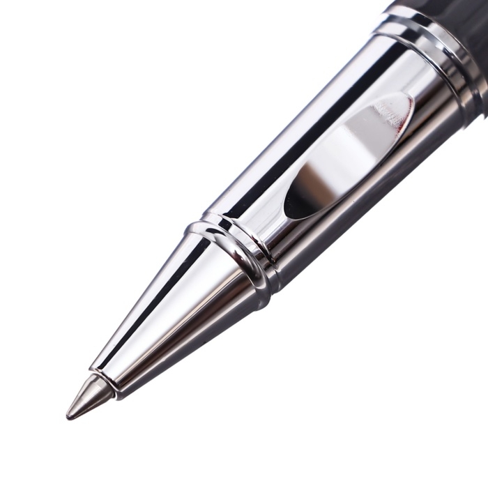 Ручка подарочная роллер в кожзам футляре Классика корпус серый/серебро