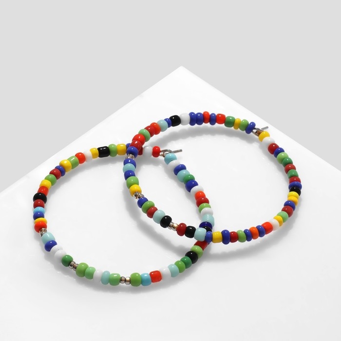 Серьги-кольца &laquo;Бисер&raquo;, цветные в золоте