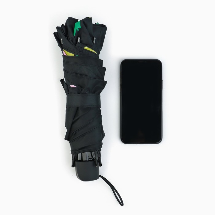 Зонт женский механический &laquo;Яркие бабочки&raquo;, 8 спиц, d=95, цвет чёрный