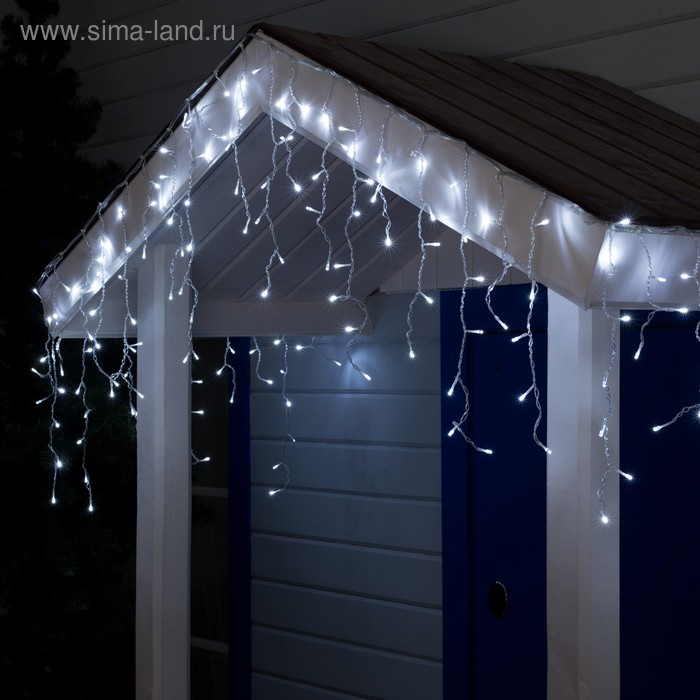 Гирлянда &laquo;Бахрома&raquo; 3 &times; 0.6 м, IP44, УМС, прозрачная нить, 160 LED, свечение белое, мерцание белым, 220 В