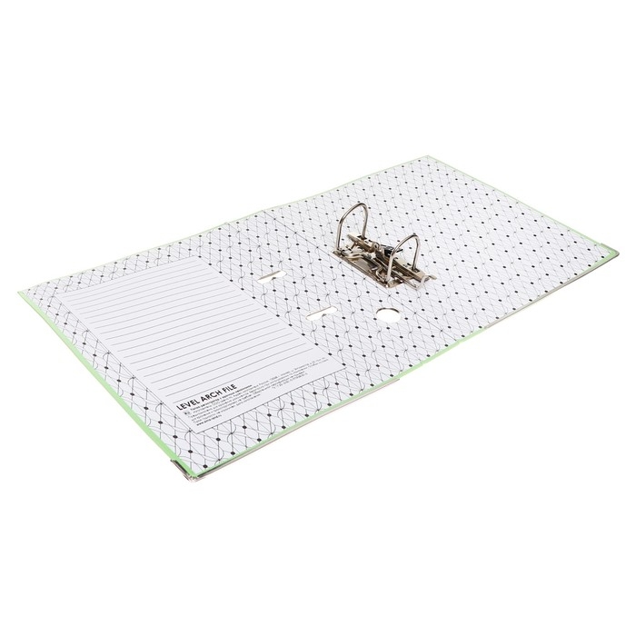 Папка-регистратор А4, 50 мм, Calligrata, ПВХ, тиснение "лен", металлическая окантовка, карман на корешок, собранная, фисташковая, микс