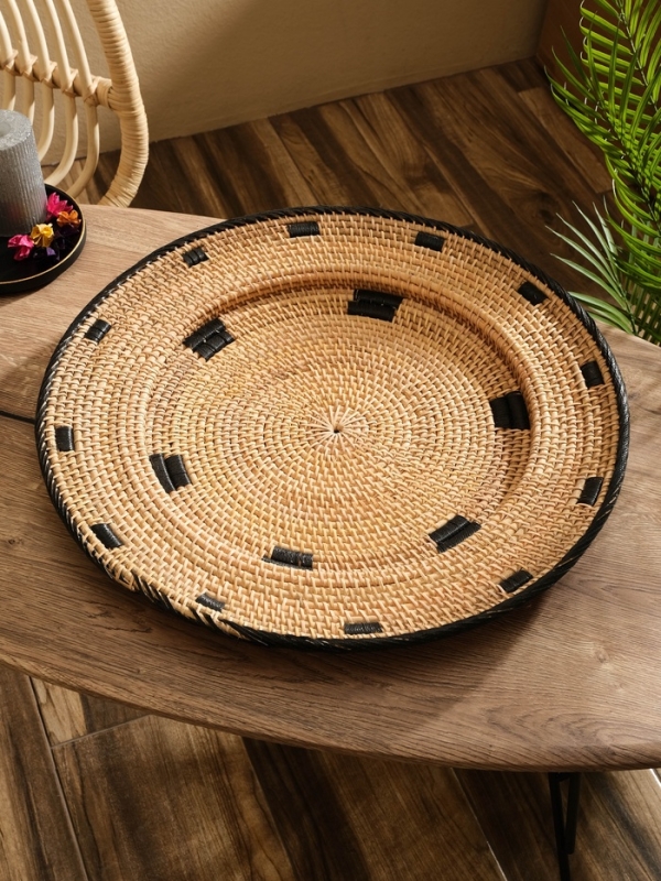 Тарелка декоративная плетеная ротанг "Узор 4", 50х50х5 см