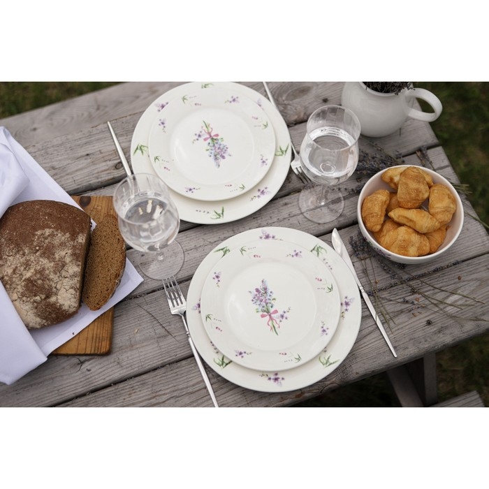 Тарелка фарфоровая десертная Доляна &laquo;Лаванда&raquo;, d=20,3 см, цвет белый