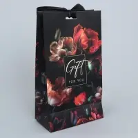 Пакет подарочный с лентой, упаковка, &laquo;Ночные цветы&raquo;, 13 х 23 х 7 см