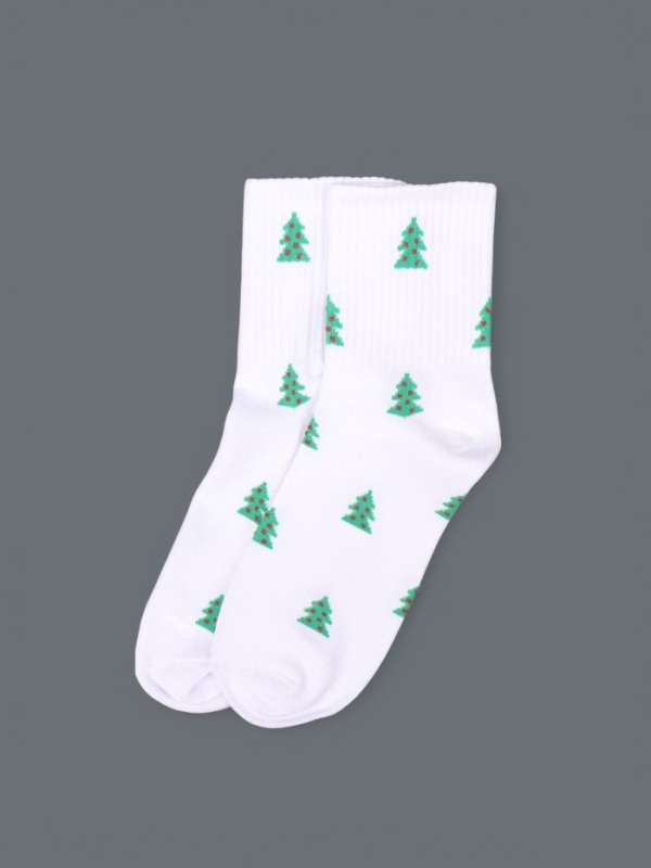 Ноские  женские, белые "Елочки"