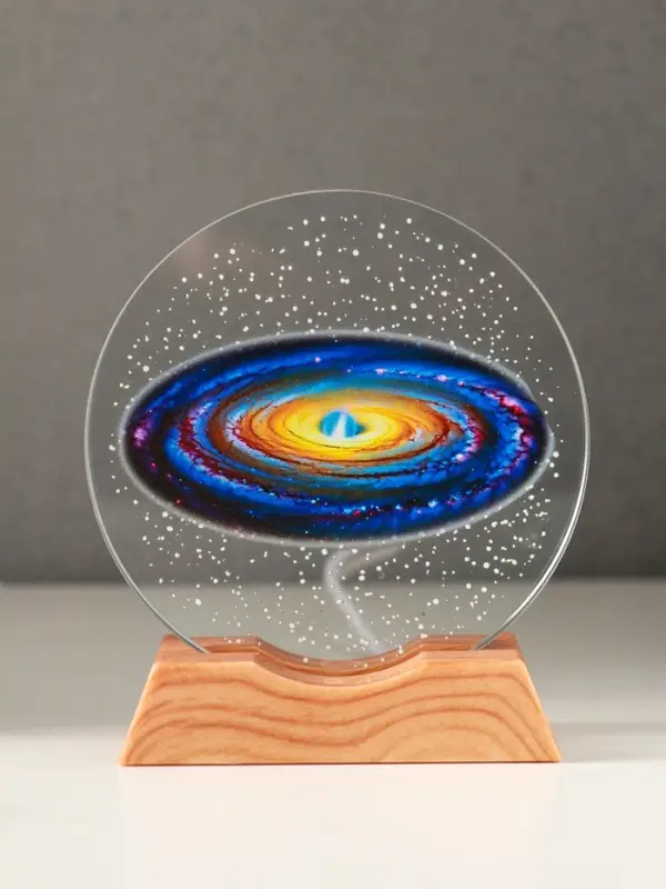 Сувенир стекло свет "Диск. Млечный путь" 5хLED d=10 см, USB, цветной 10х4х11,4 см