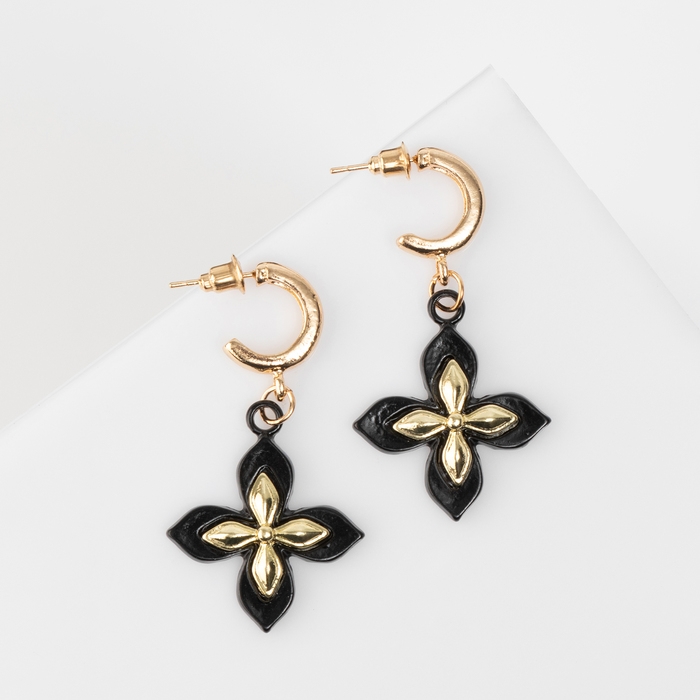 Серьги металл &laquo;Блеск&raquo; четырёхлистник, цвет золото