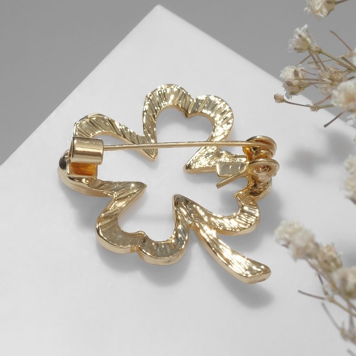 Брошь «Клевер» контур, цвет золото Брошь «Клевер» контур, цвет золото