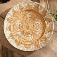Тарелка декоративная плетеная ротанг "Солнце", 50х50х5 см