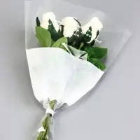 Пакет конус для цветов, с нетканым материалом, 26+7&times;37 см, белый