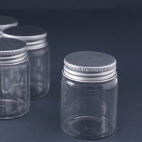 Декор для творчества стекло "Баночка с крышкой" серебро  набор 6 шт 4,7х4,7х6 см