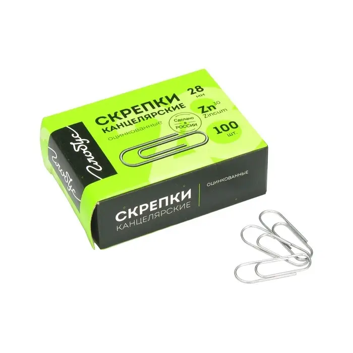 Скрепки канцелярские GLOBUS, 28 мм, 100 шт., оцинкованные