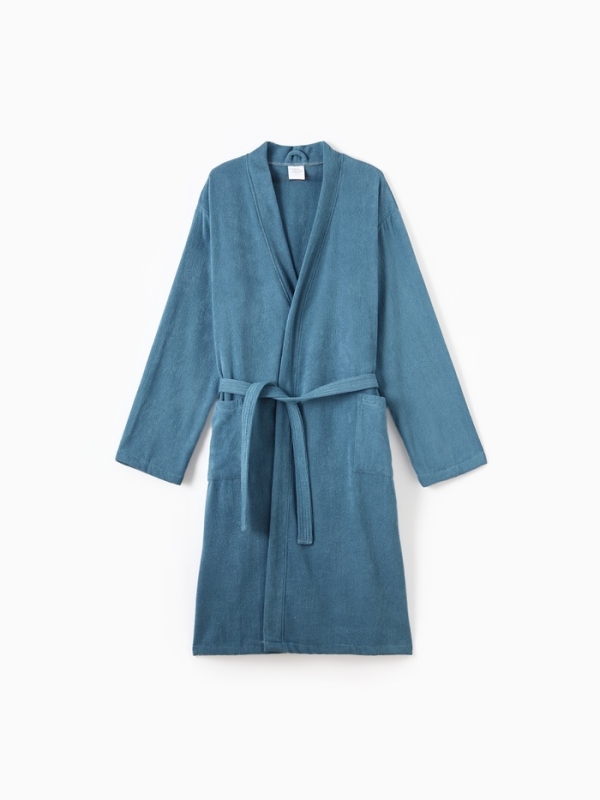 Халат мужской Экономь и Я, цв. морская молна, р-р 56-58, 100% хл, 340 г/м2