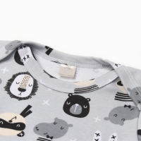 Боди с длинным рукавом, цвет серый/зверята, рост 56 см Боди с длинным рукавом, цвет серый/зверята, рост 56 см