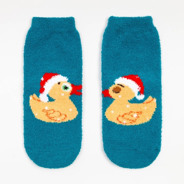 Носки женские новогодние махровые &laquo;Уточки&raquo;, цвет голубой, размер 36-40