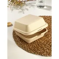 Ланч - бокс для бенто - торта и бургера Доляна, 450 мл, 14.5&times;14.5 см, неразъёмная крышка, сахарный тростник