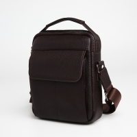 Сумка мужская через плечо TEXTURA, 2 наружных кармана, цвет коричневый