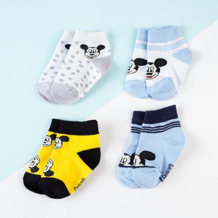 Набор носков Mickey, Микки Маус, 4 пары, 12-14 см Набор носков Mickey, Микки Маус, 4 пары, 12-14 см