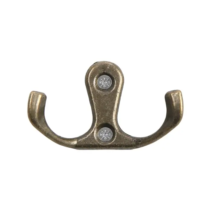 Крючок мебельный ТУНДРА TKd=003, двухрожковый, бронза, 25 шт.