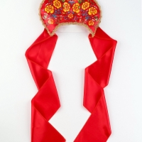 Карнавальный кокошник "Красочная роспись", цвет красный, р-р 54-58