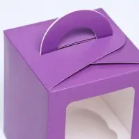 Коробка для 1 капкейк с окном, сиреневая, 9.2&times;9.2&times;11.1 см