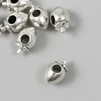 Бусина для творчества металл "Клубника" серебро 0,9х1,6 см