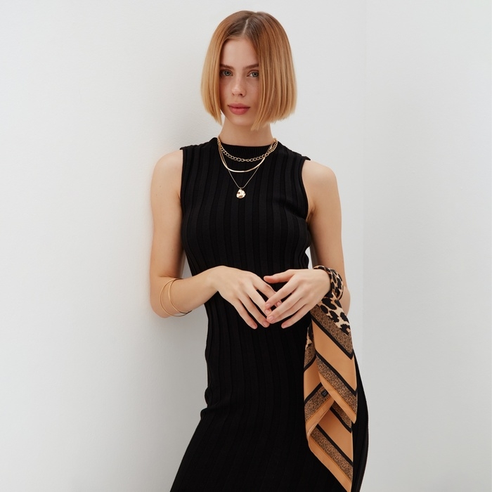 Платье женское вязаное MINAKU: Knitwear collection цвет черный р-р 44