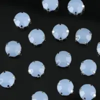 Стразы пришивные &laquo;Шатон&raquo;, круглые, в цапах, d=10 мм, 20 шт., голубые