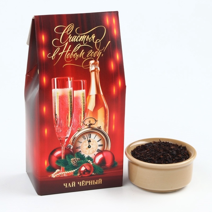 Подарочный набор новогодний &laquo;Счастливого года&raquo;: чай, конфеты, печенье брауни