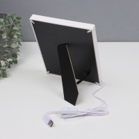 Фоторамка пластик на 2 фото 6х8,5 и 9х13 см "Яркие моменты" свет от USB, серебро 18х2х23 см   107050
