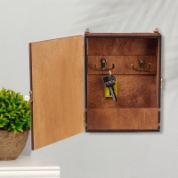 Ключница закрытая "Счастья в дом!" кошка, дом, 17х22х6 см Ключница закрытая "Счастья в дом!" кошка, дом, 17х22х6 см