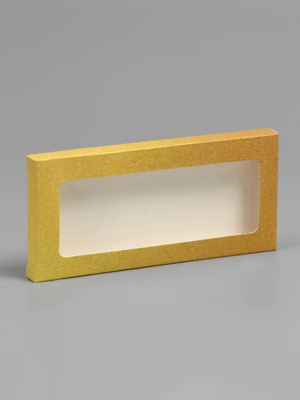 Подарочная коробка под плитку шоколада, с окном, золотая, 17&times;8&times;1.4 см