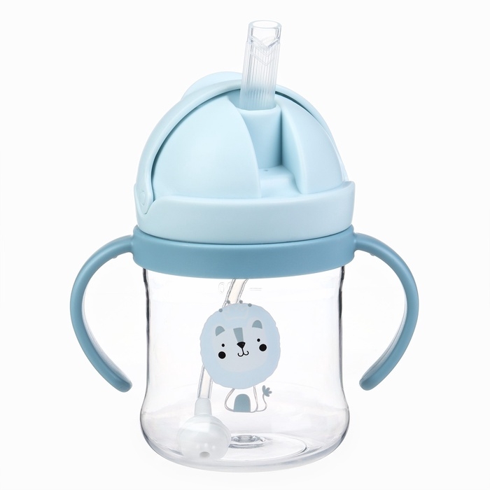 Набор: Поильник с силиконовой трубочкой, ёршик для бутылочек и трубочек 3шт.