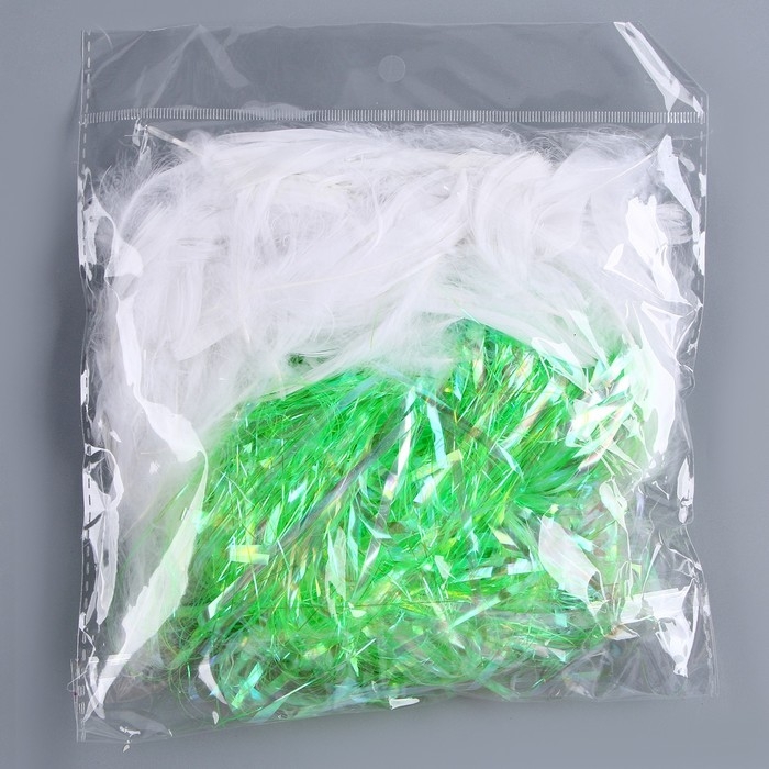 Набор для творчества и декора &laquo;Перья белые + наполнитель&raquo;, цвет зеленый