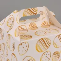 Пасхальная коробочка с окном и с ручкой "Золотые яйца" 10 х 10 х 15 см